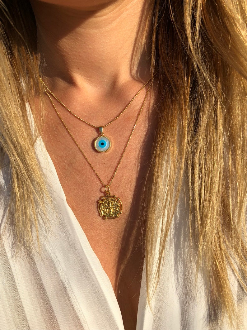 Emil Evil Eye Necklace - Gold Layered | Iridescent NYC