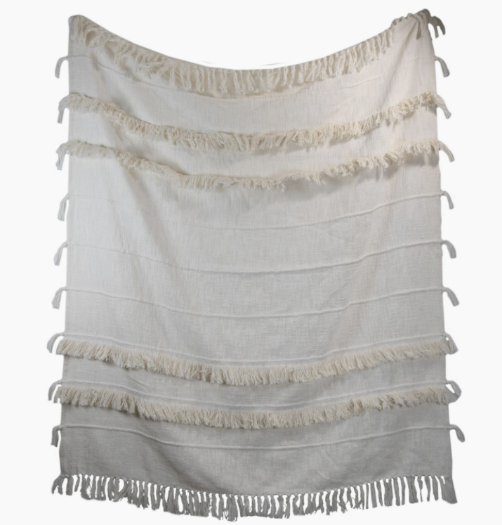 Kylie Hand Woven Throw, Cream